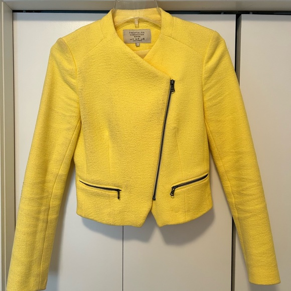 Yellow, tweed moto jacket - Picture 1 of 3